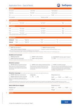Application Form &ndash; Special Needs