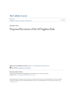 Proposed Revisions of the M`Naghten Rule