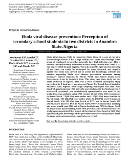 Ebola viral disease prevention: Perception of secondary school