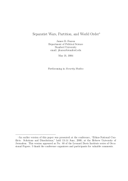 Separatist Wars, Partition, and World Order