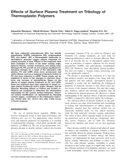 Effects of Surface Plasma Treatment on Tribology