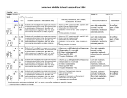 Johnston Middle School Lesson Plan 2014