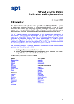 OPCAT Country Status - Ratification and Implementation