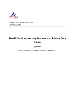 Health Services, Nursing Services, and Private Duty Nurses