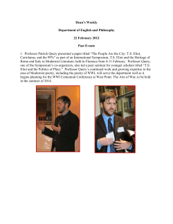 Dean`s Weekly Department of English and Philosophy