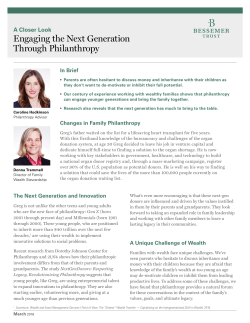 Engaging the Next Generation Through Philanthropy