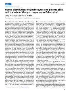 Tissue distribution of lymphocytes and plasma cells and the role of