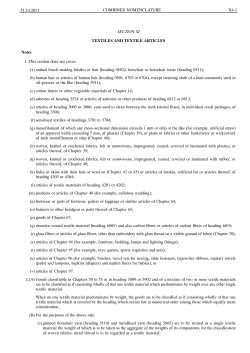 Combined Nomenclature 2012: Section Xl: Textiles and textile