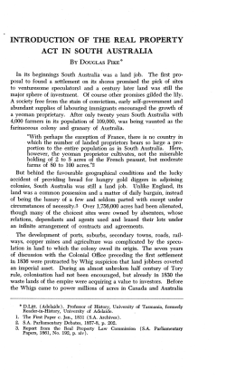 introduction of the real property act in south australia