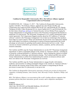 The Software Alliance Applaud Congressional Letters on Wassenaar