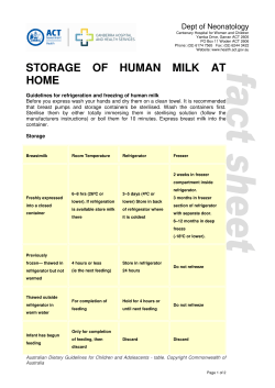 storage of human milk at home