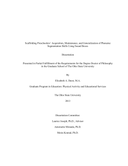 1 Scaffolding Preschoolers` Acquisition, Maintenance, and