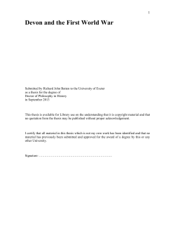 Devon and the First World War - Open Research Exeter