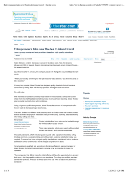 Entrepreneurs take new Routes to island travel - thestar.com