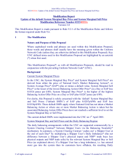 Modification Report Update of the default System Marginal Buy Price