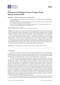 Detection of Pitting in Gears Using a Deep Sparse Autoencoder