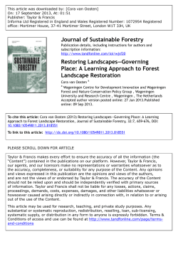 Journal of Sustainable Forestry Restoring Landscapes&mdash;Governing