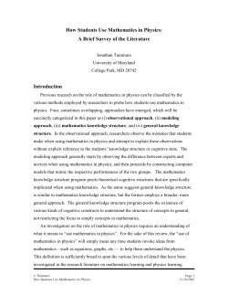 How Students Use Mathematics in Physics: A Brief