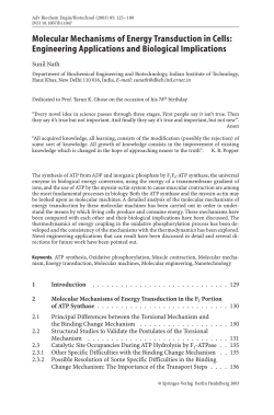 Molecular Mechanisms of Energy Transduction in Cells