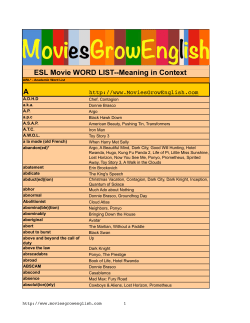 Movie Vocabulary List