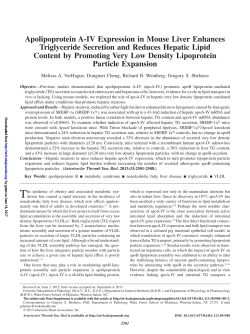 Apolipoprotein A-IV Expression in Mouse Liver Enhances