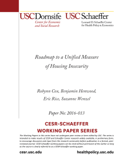 Roadmap to a Unified Measure of Housing Insecurity
