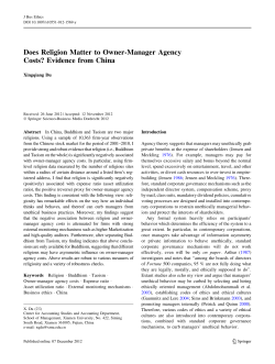Does Religion Matter to Owner-Manager Agency Costs? Evidence