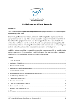 Guidelines for Client Records