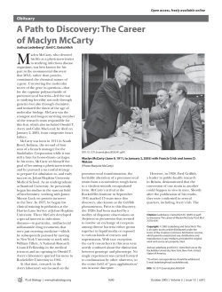 A Path to Discovery: The Career of Maclyn McCarty