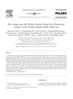 Dry climate near the Western Pacific Warm Pool: Pleistocene
