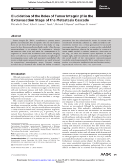 Elucidation of the Roles of Tumor Integrin &beta;1 in