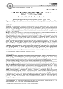 conceptual model of consumer`s willingness to eat functional foods