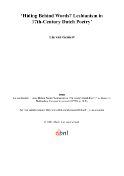 Hiding Behind Words? Lesbianism in 17th-Century Dutch