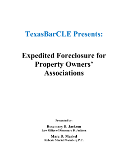 TexasBarCLE Presents: Expedited Foreclosure for Property Owners