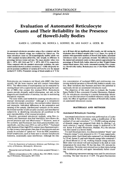 Evaluation of Automated Reticulocyte Counts and Their Reliability in