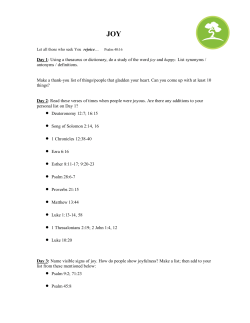Day 1: Using a thesaurus or dictionary, do a study of the word joy