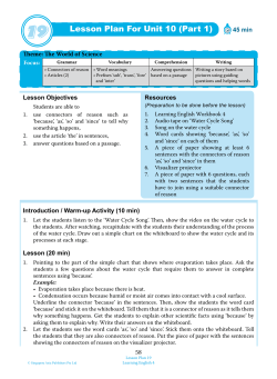 Lesson Plan For Unit 10 (Part 1)