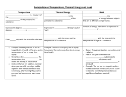 Comparison of Temperature, Thermal Energy and Heat
