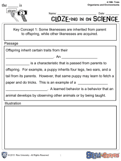 Key Concept 1: Some likenesses are inherited from parent to