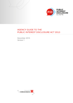 Agency Guide To the Public Interest Disclosure Act 2013 December