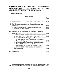candor versus advocacy: courts` use of sanctions to enforce the duty