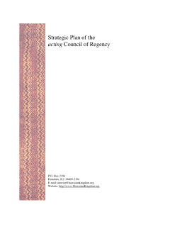 Strategic Plan of the acting Council of Regency