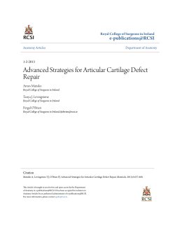 Advanced Strategies for Articular Cartilage Defect Repair