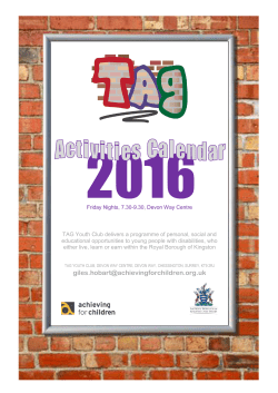 TAG 2016 Activity Calendar