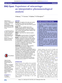 Experience of miscarriage: an interpretative phenomenological