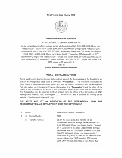 Final Terms dated 16 July 2015 International Finance Corporation