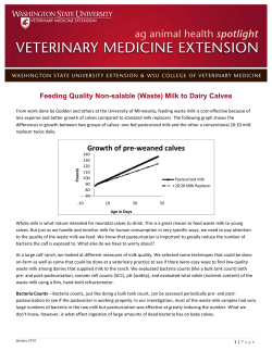 Feeding Quality Non-salable (Waste) Milk to Dairy Calves