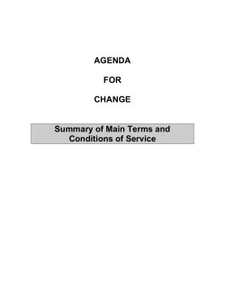 AGENDA FOR CHANGE Summary of Main Terms and