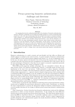 Privacy-preserving biometric authentication