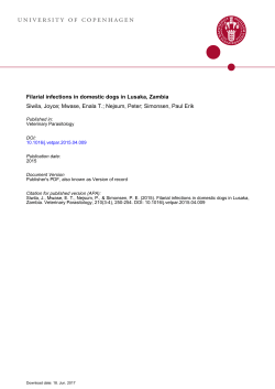 Filarial infections in domestic dogs in Lusaka, Zambia